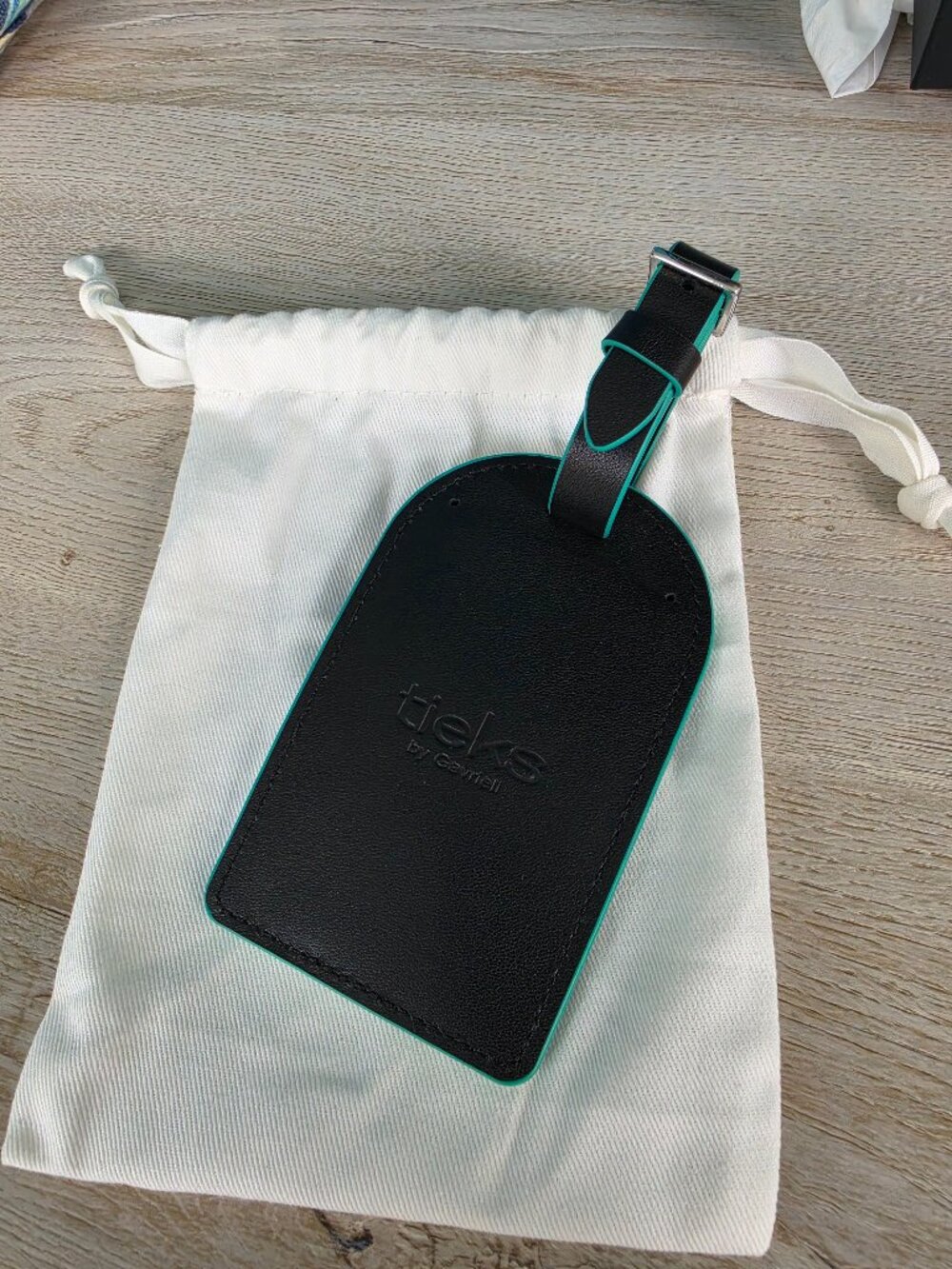 Tieks Leather Luggage Tag in Matte Black